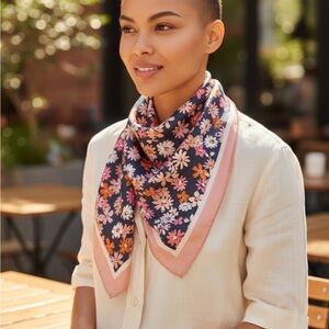 Kate Spade Floral Pink and Navy Scarf